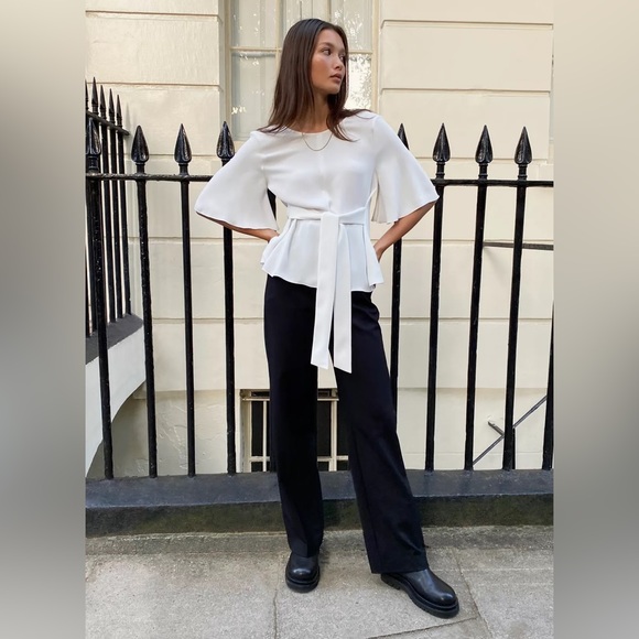 Aritzia Babaton Britannic White new Summer Vacation Formal Casual Blouse Size L - Picture 6 of 14